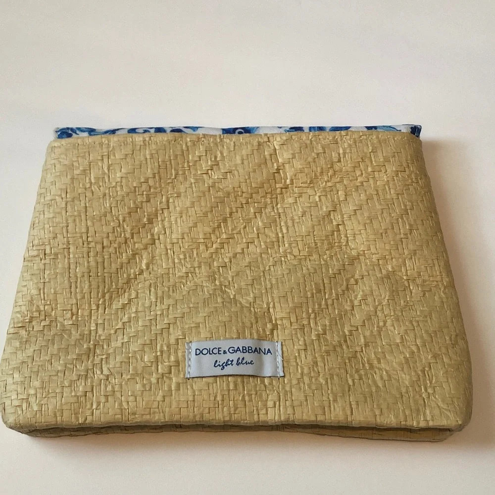 Dolce & Gabbana light blue straw clutch purse New - Picture 4 of 10